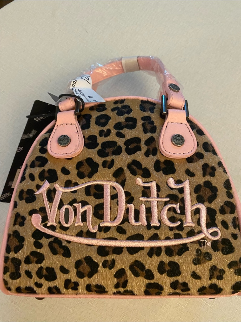 Von Dutch Pink Leopard Bowling Bag